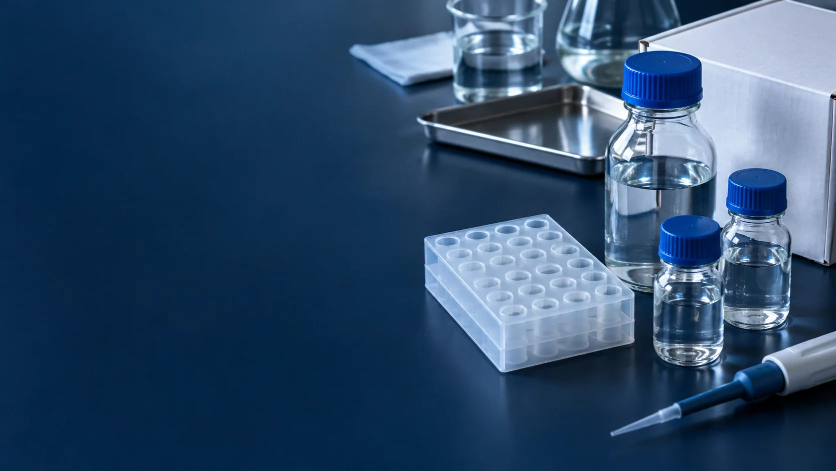 Laboratory waters & solutions — independently generated photo-style concept