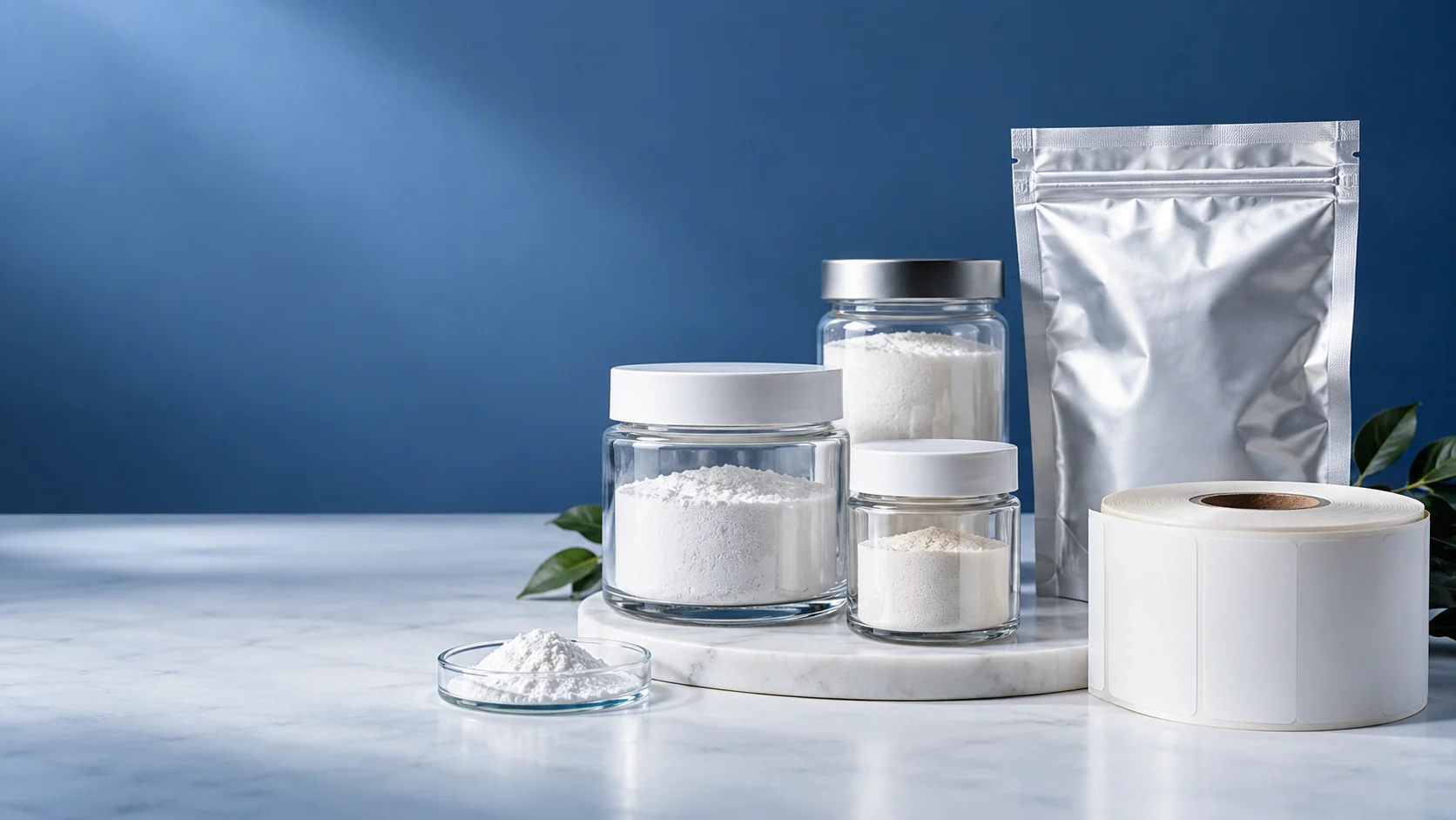 Cosmetic ingredient packaging — independently generated photo-style concept