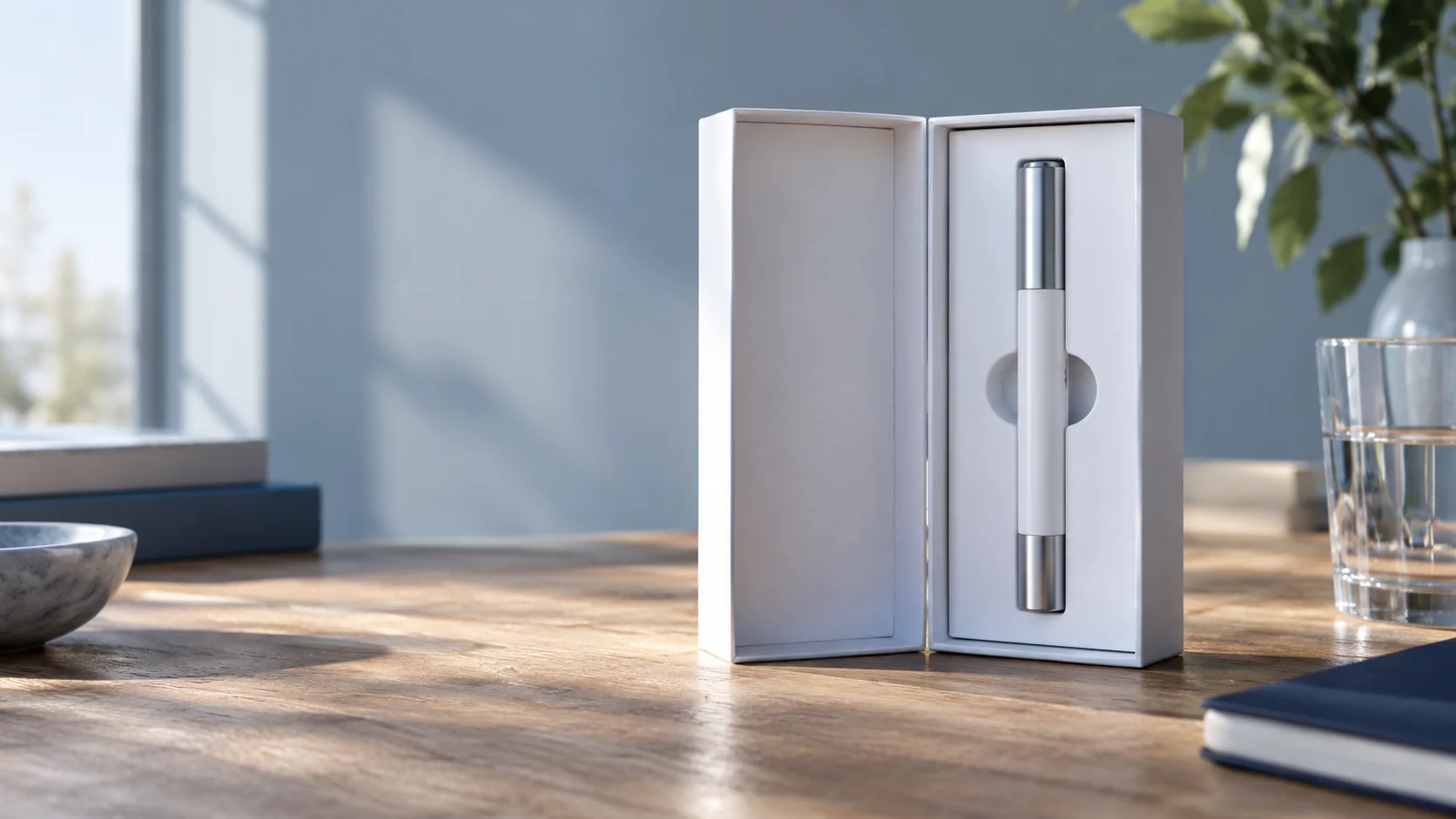 Pen-format packaging — independently generated photo-style concept