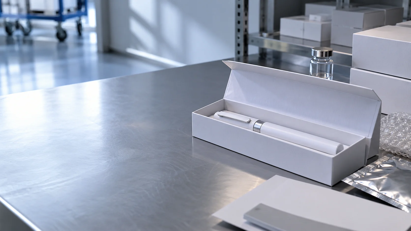 Pen-format packaging — independently generated photo-style concept