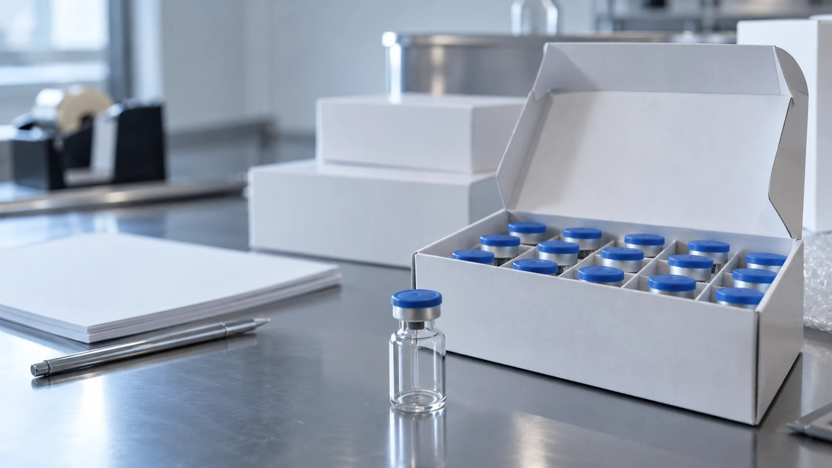 Vial packaging projects — independently generated photo-style concept