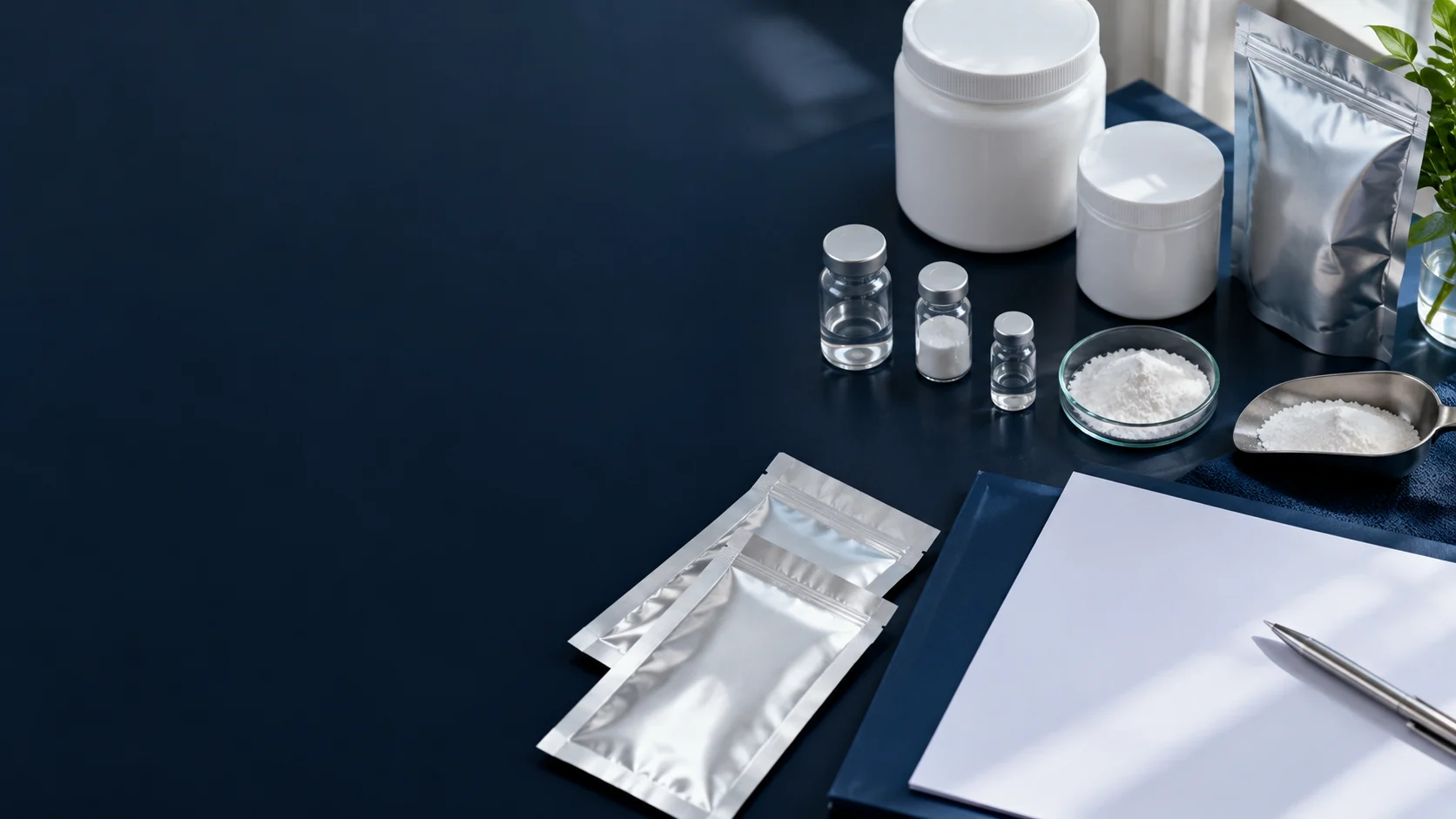 Peptide purification support — independently generated photo-style concept